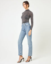 LSPACE Shimmer Mock Neck Sheer Top-The Shop Laguna Beach