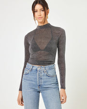 LSPACE Shimmer Mock Neck Sheer Top-The Shop Laguna Beach