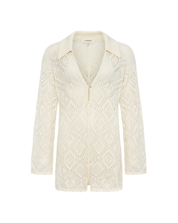 LSPACE X THE SALTY BLONDE Golden Daze Crochet-Knit Romper