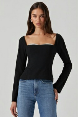 ASTR THE LABEL Whitley Peekaboo Contrast Top-The Shop Laguna Beach