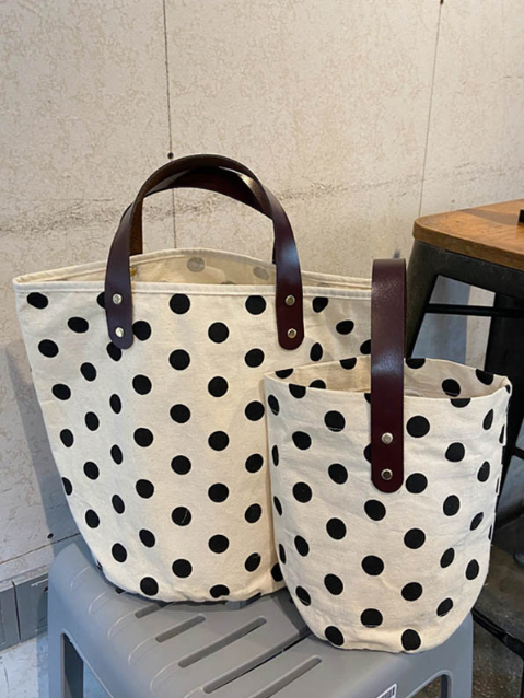 KEEN THE LABEL Medium Polka Dot Canvas Tote Bag-The Shop Laguna Beach