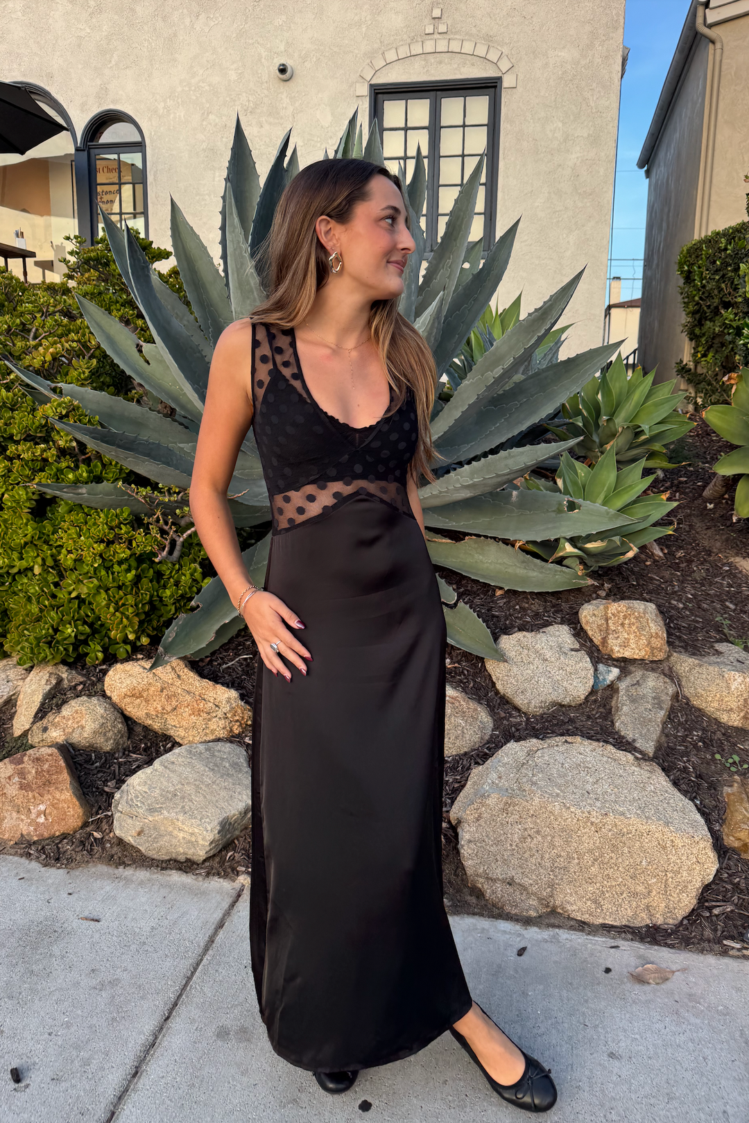 KEEN THE LABEL Campbell Mesh Dot Maxi Dress