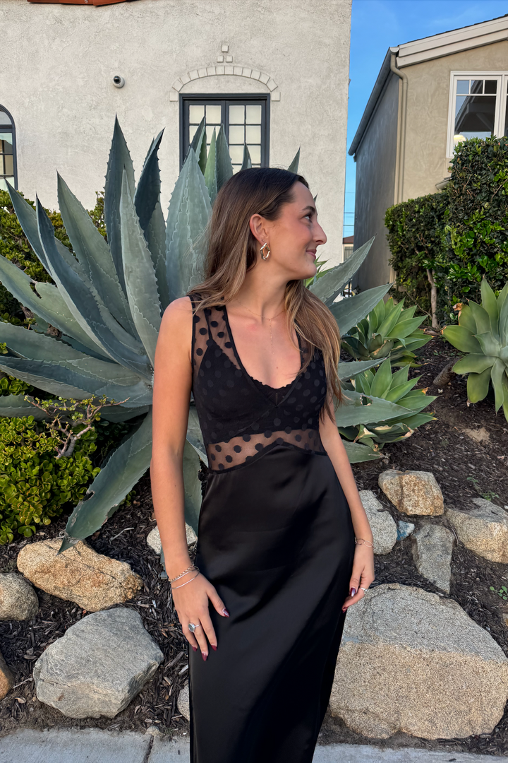 KEEN THE LABEL Campbell Mesh Dot Maxi Dress