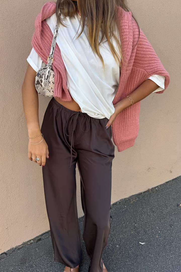 KEEN THE LABEL Arielle Satin Drawstring Pant-The Shop Laguna Beach