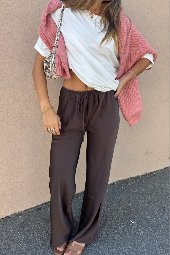 KEEN THE LABEL Arielle Satin Drawstring Pant-The Shop Laguna Beach