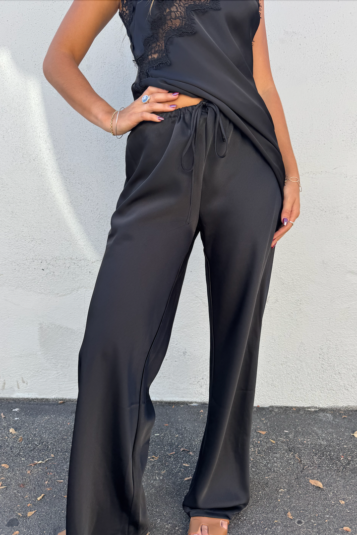 KEEN THE LABEL Arielle Satin Drawstring Pant-The Shop Laguna Beach