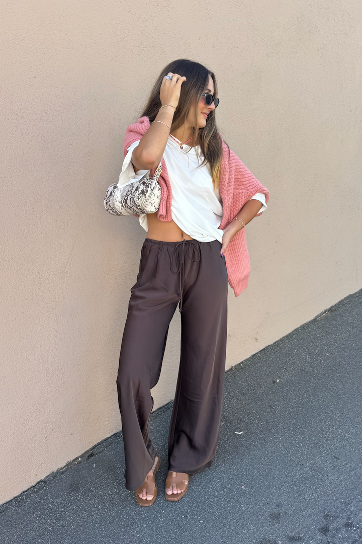 KEEN THE LABEL Arielle Satin Drawstring Pant-The Shop Laguna Beach