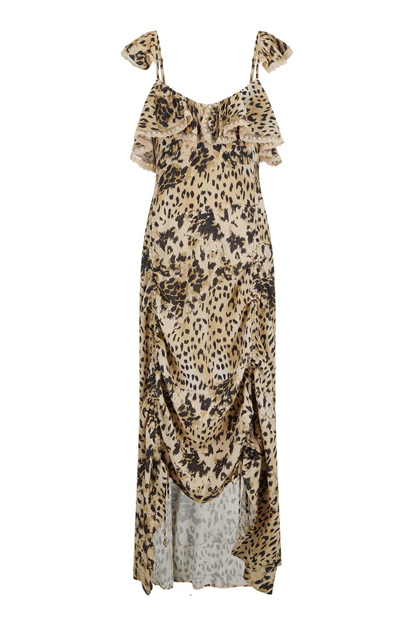 SPELL • HOMECOMING Snow Leopard Strappy Gown-The Shop Laguna Beach