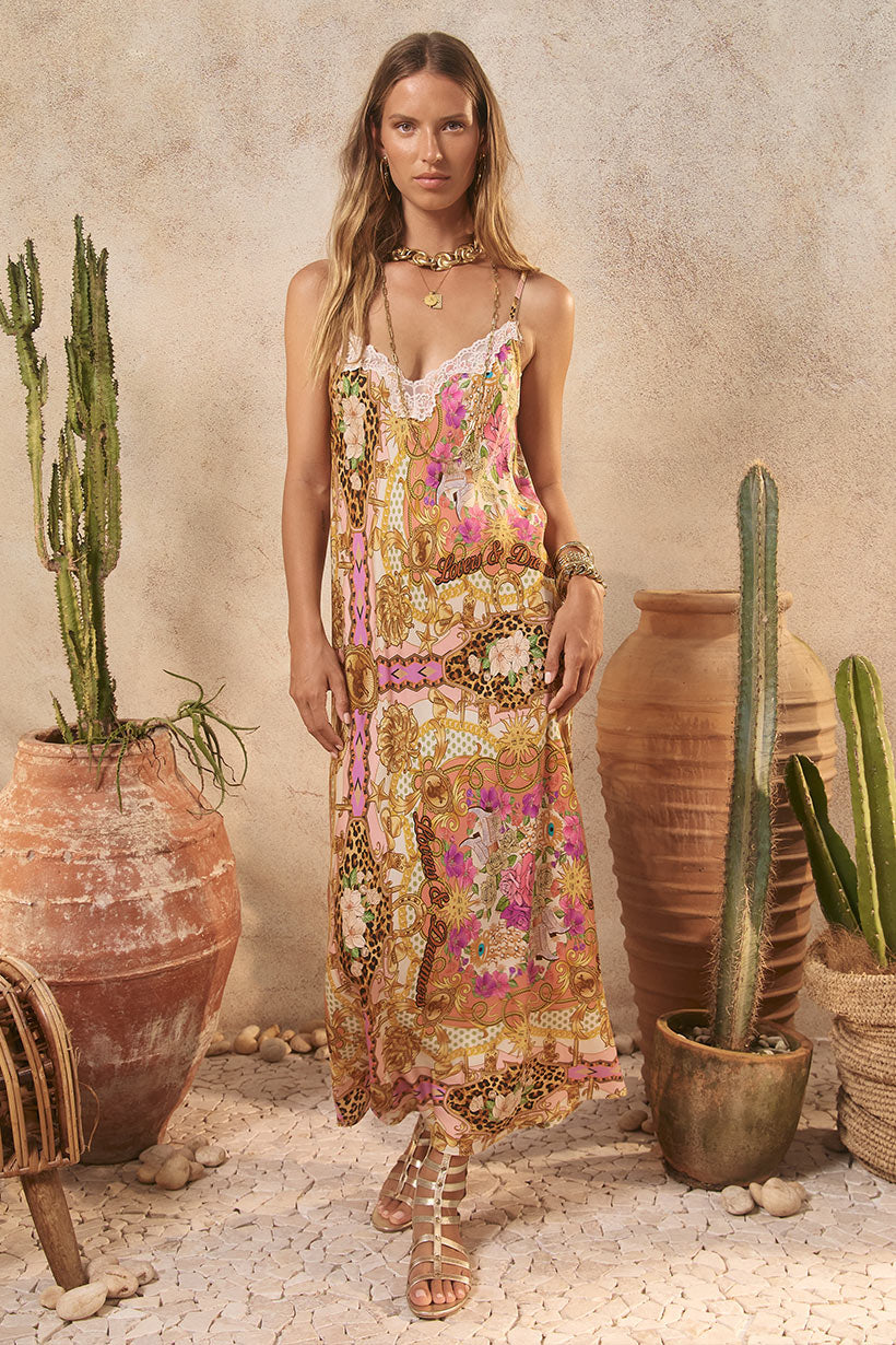 SPELL LOVERS & DREAMERS Strappy Maxi Dress • Champagne Peach