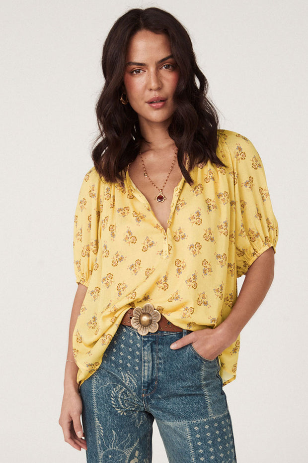 SPELL • SUNSHINE BANDIT Rebel Spirit Short Sleeve Blouse-The Shop Laguna Beach