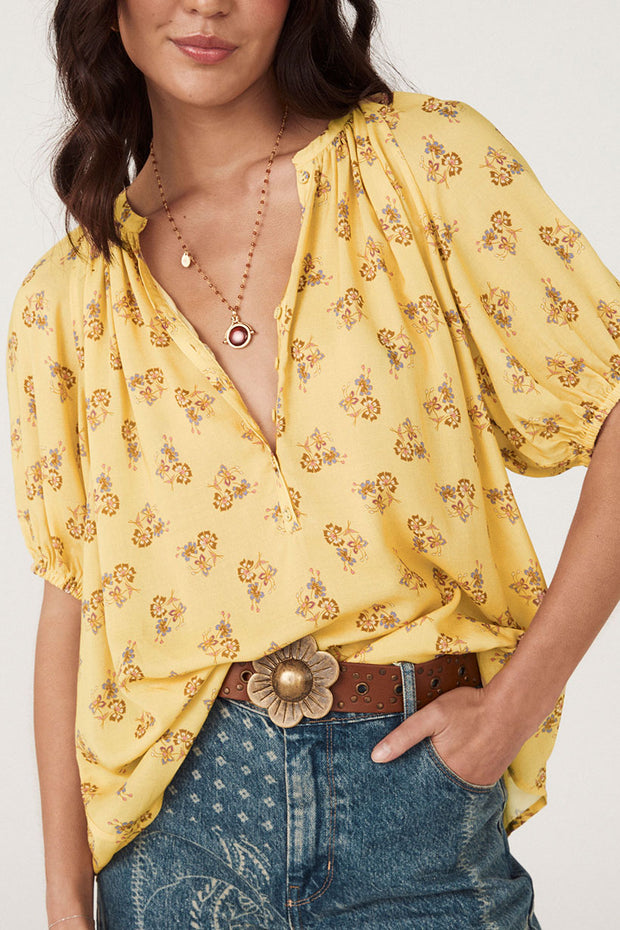 SPELL • SUNSHINE BANDIT Rebel Spirit Short Sleeve Blouse-The Shop Laguna Beach