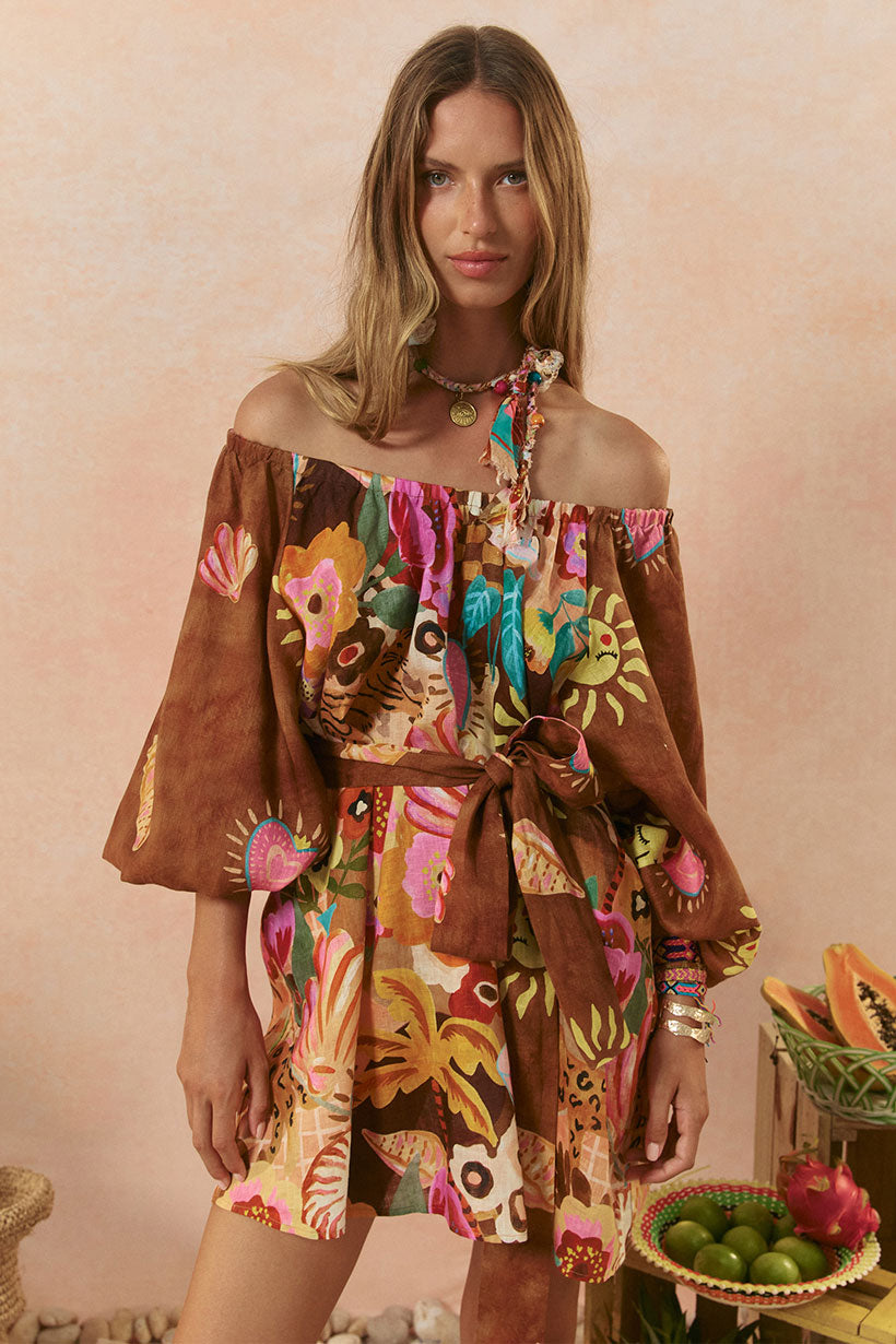Spell Venus Rising Birth of Venus Tunic Dress Caramel | The Shop Laguna Beach Caramel / XXS Spell Venus Rising Birth of Venus Tunic Dress Caramel | The Shop Laguna Beach Caramel / XXS