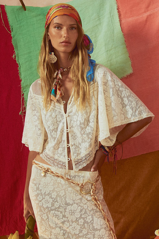 SPELL • VENUS RISING Free Love Lace Crop Top-The Shop Laguna Beach