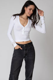 STILLWATER Rib Crop Henley Tee-The Shop Laguna Beach