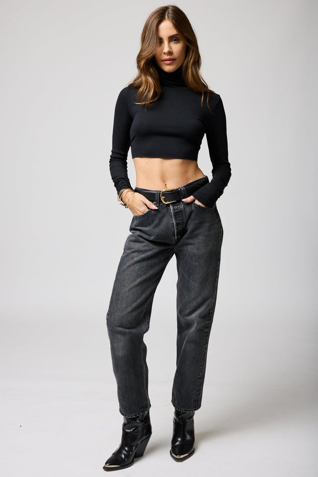 STILLWATER Rib Turtleneck Crop Tee-The Shop Laguna Beach