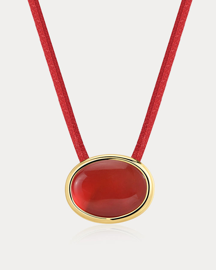 LUV AJ Sunset Stone Cord Necklace - Gold/Red-The Shop Laguna Beach