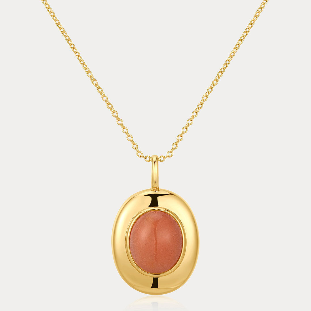 LUV AJ Sunset Stone Locket Necklace - Gold-The Shop Laguna Beach