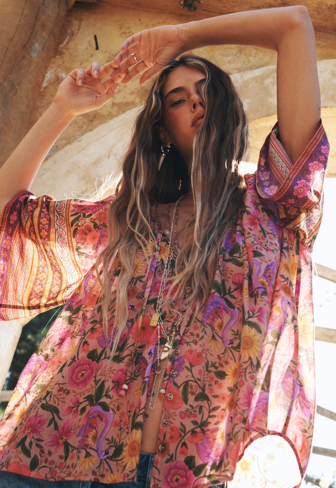 SPELL • VINTAGIA Swan Lake Short Sleeve Blouse