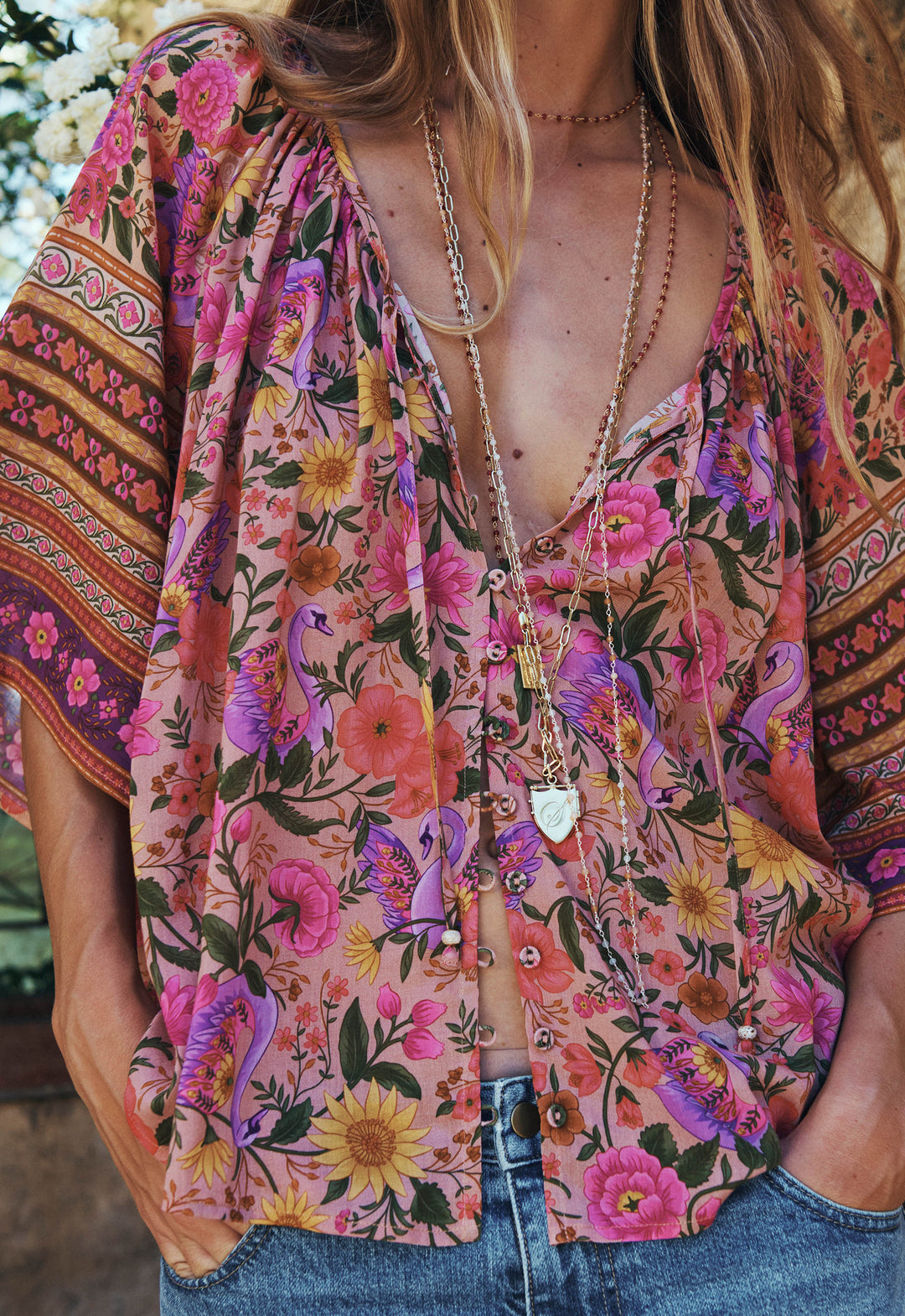 SPELL • VINTAGIA Swan Lake Short Sleeve Blouse