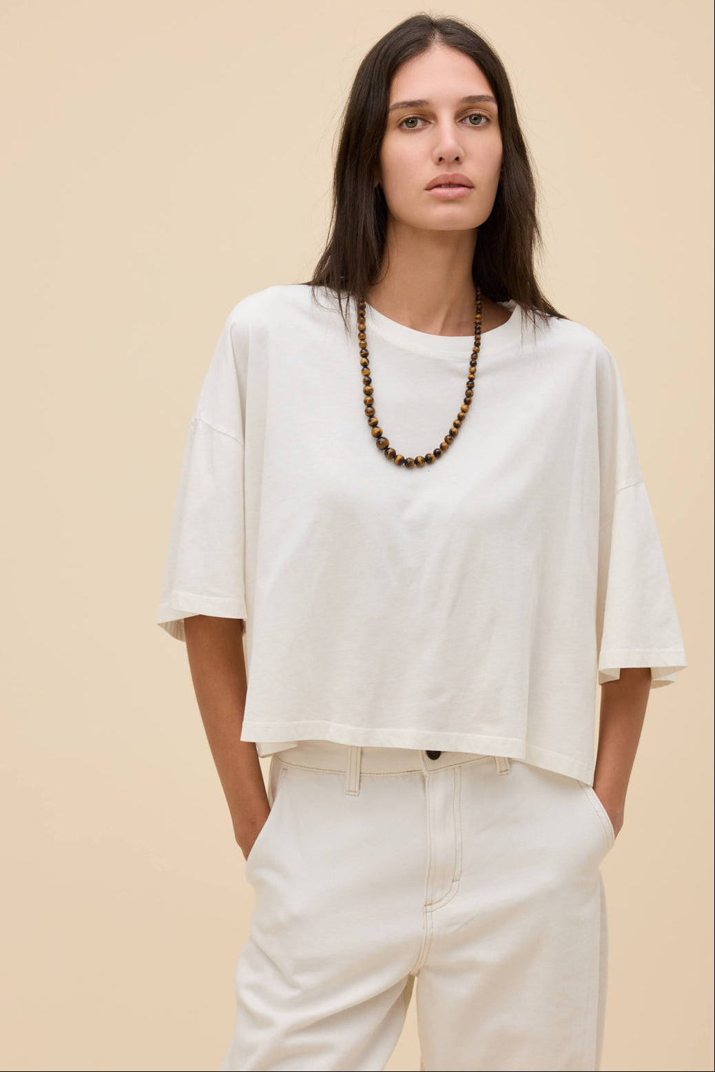 DAYDREAMER Solid Cropped O/S Tee-The Shop Laguna Beach