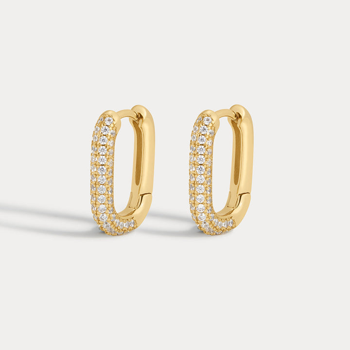 LUV AJ Pave Chain Link Huggies-The Shop Laguna Beach