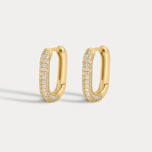 LUV AJ Pave Chain Link Huggies