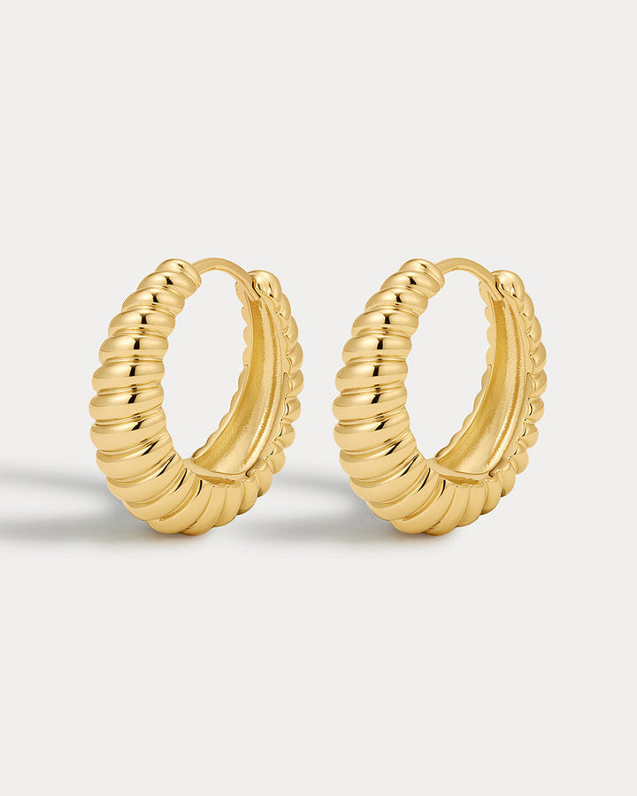 LUV AJ Ridged Marbella Hoops - Gold-The Shop Laguna Beach
