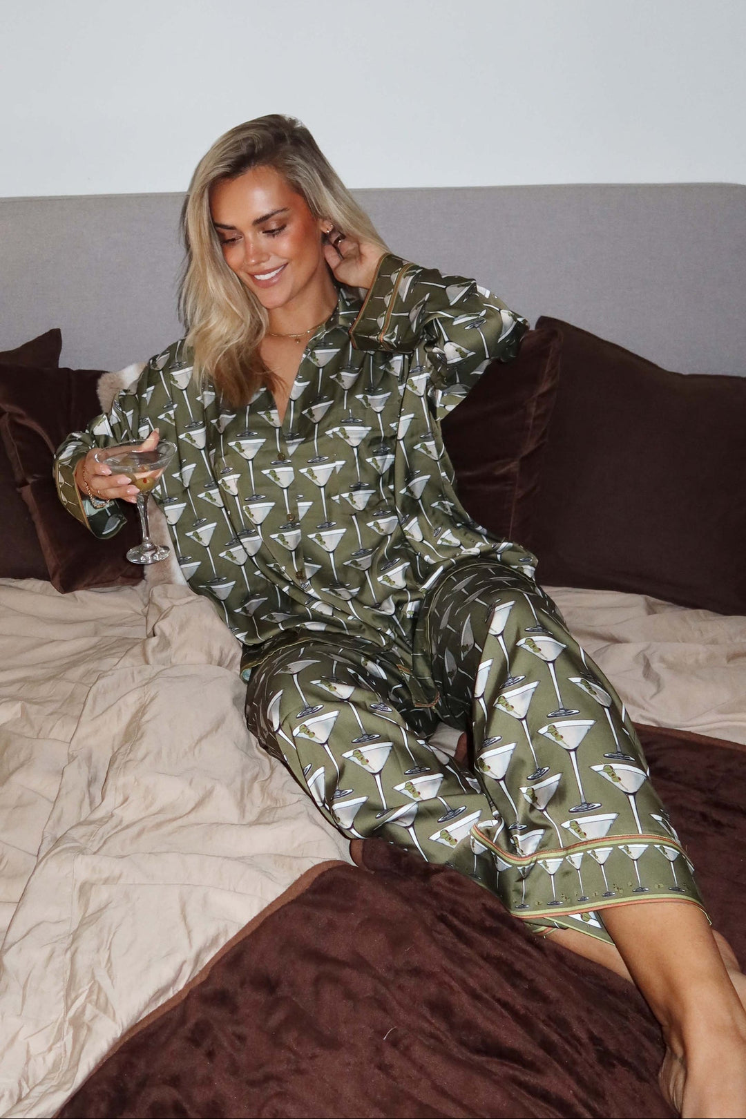 SHOW ME YOUR MUMU Overslept Silky Martini PJ Set-The Shop Laguna Beach