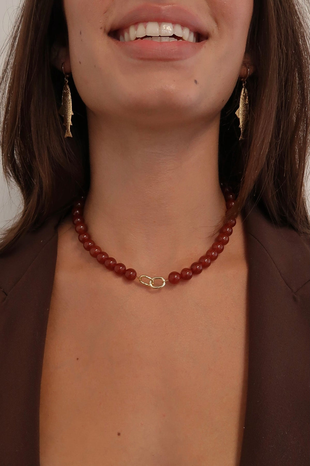 MAY MARTIN Carnelian Beaded Necklace-The Shop Laguna Beach
