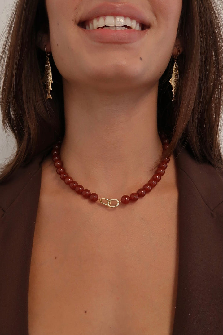 MAY MARTIN Carnelian Beaded Necklace-The Shop Laguna Beach