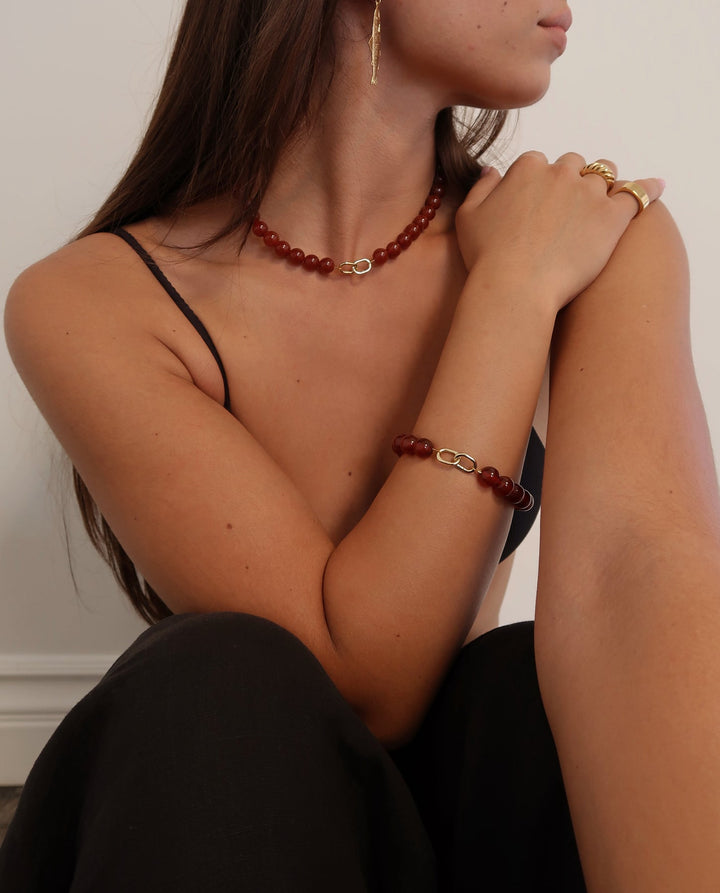 MAY MARTIN Carnelian Beaded Necklace-The Shop Laguna Beach