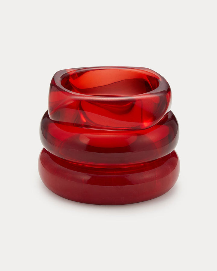 LUV AJ Formentera Resin Bangle Set - Red-The Shop Laguna Beach