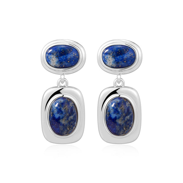 LUV AJ Lapis Double Silver Studs