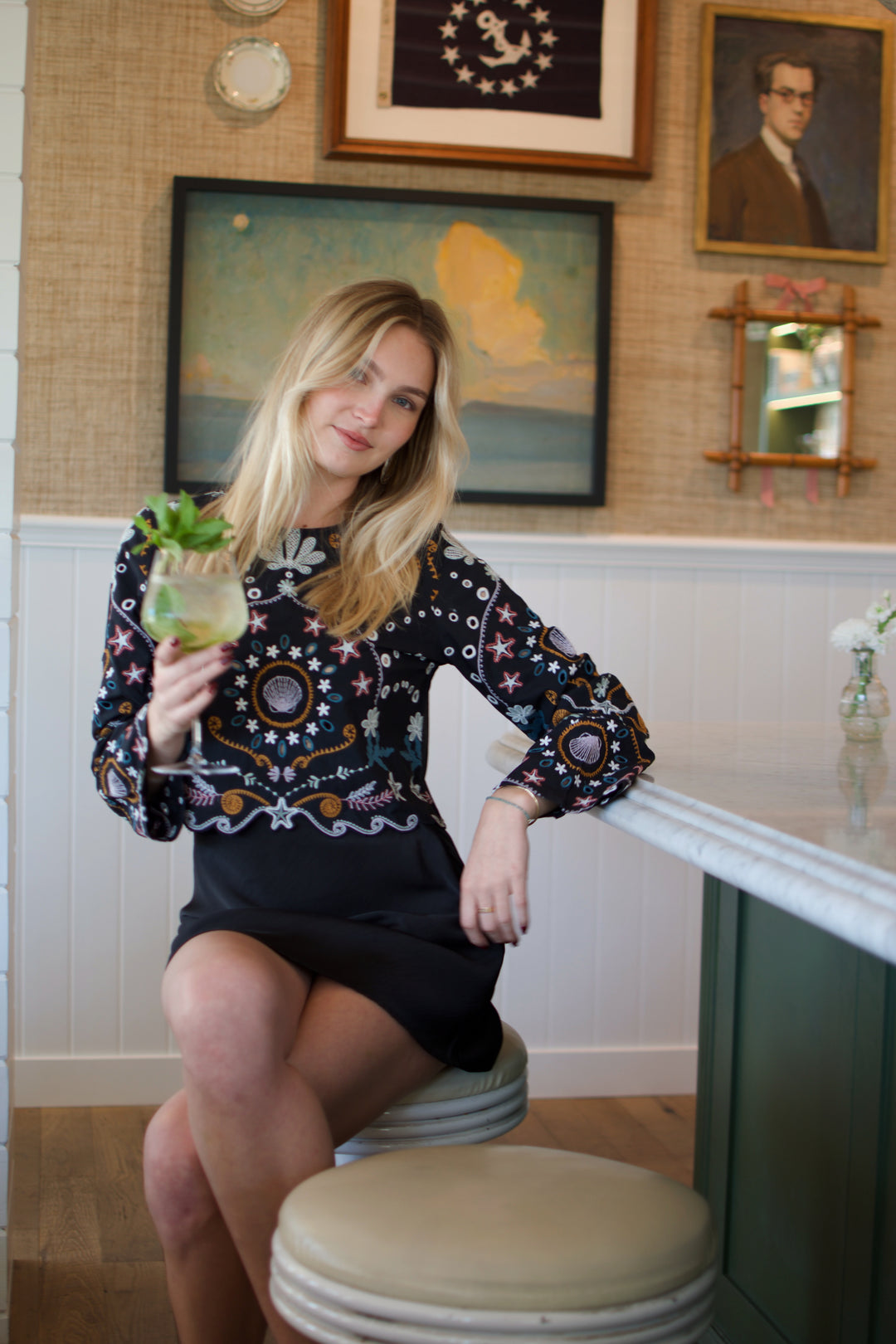 CLEOBELLA Leela Embroidered Long Sleeve Top