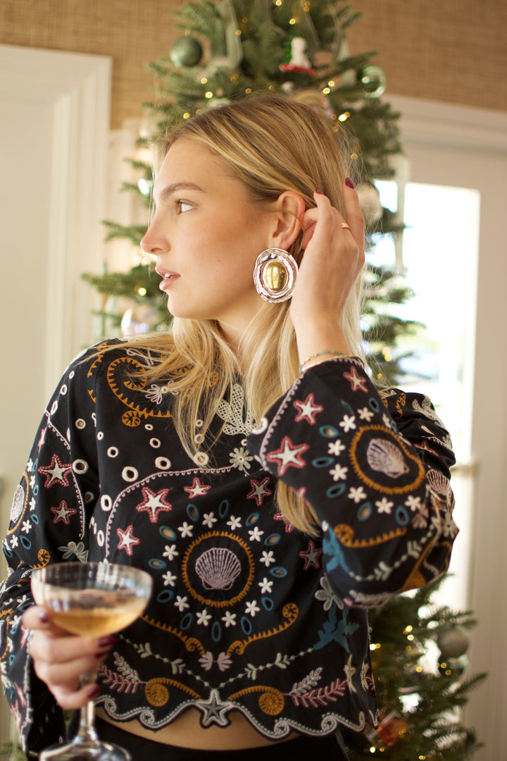 CLEOBELLA Leela Embroidered Long Sleeve Top