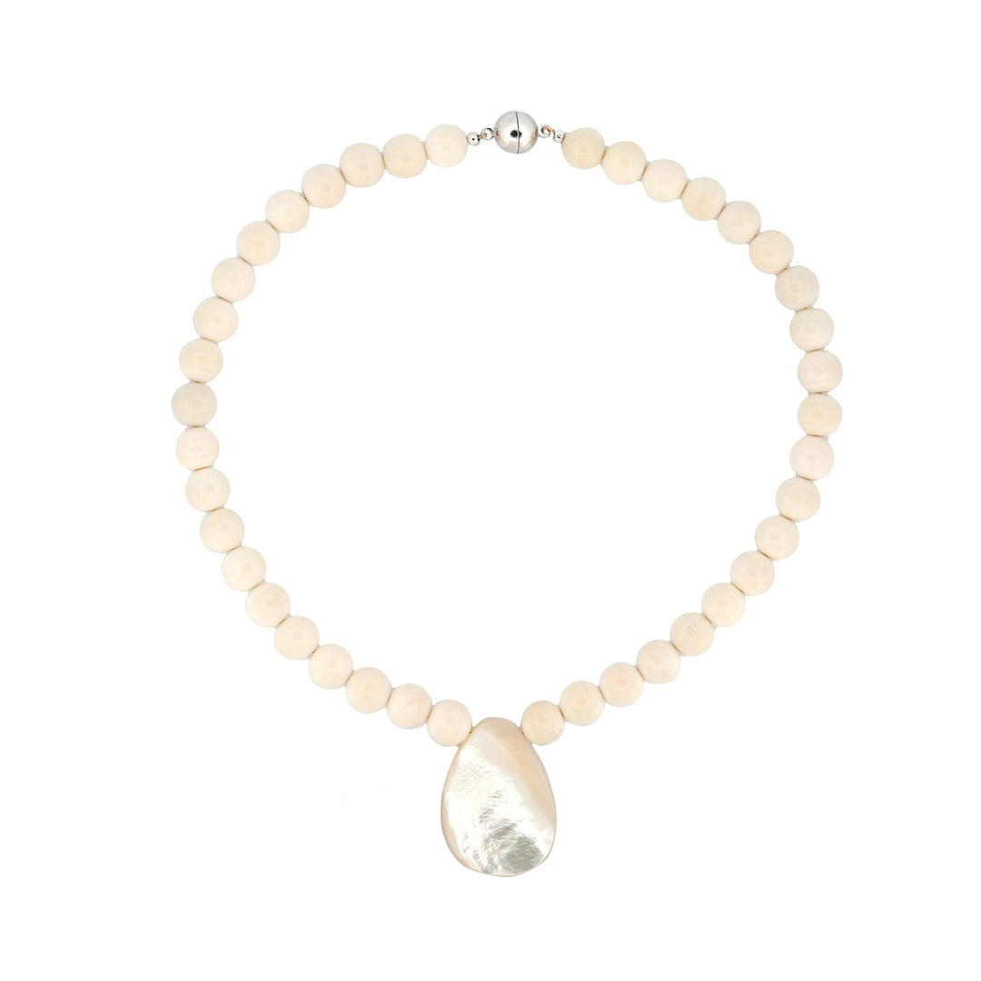 MAY MARTIN Veda Mother of Pearl Beaded Necklace-The Shop Laguna Beach