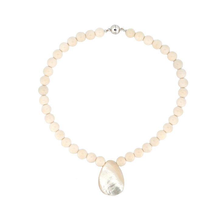 MAY MARTIN Veda Mother of Pearl Beaded Necklace-The Shop Laguna Beach