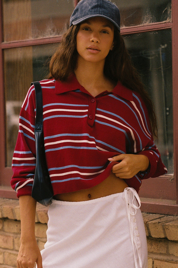 LSPACE Dalton Stripe Collared Sweater