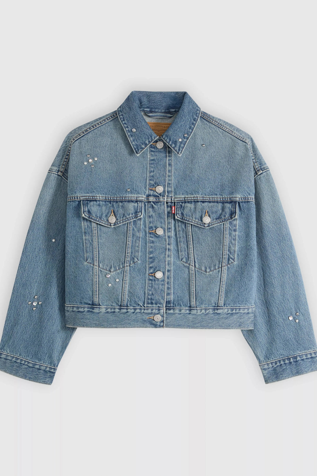 LEVI'S Loose Crop Embellished Denim Trucker Jacket