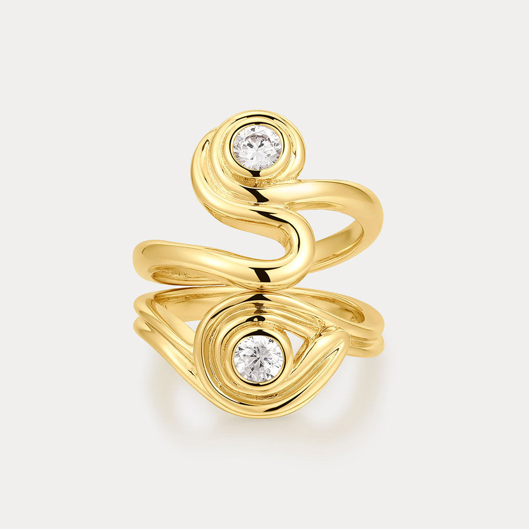 LUV AJ Wave Ring Set (Size 7)-The Shop Laguna Beach