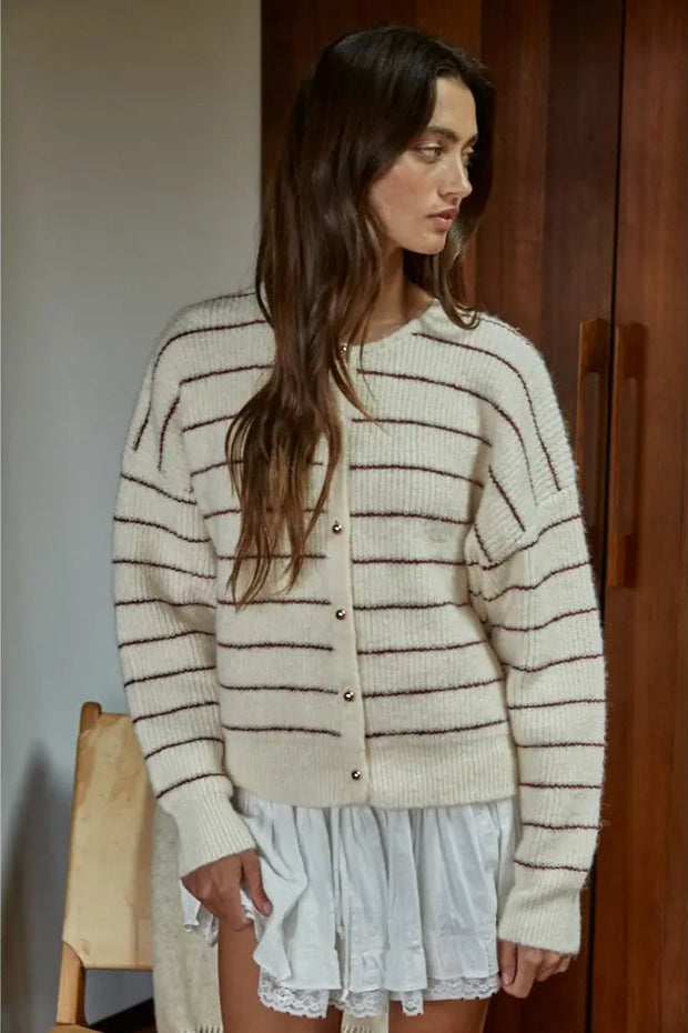 KEEN THE LABEL Port Striped Cardigan Sweater-The Shop Laguna Beach