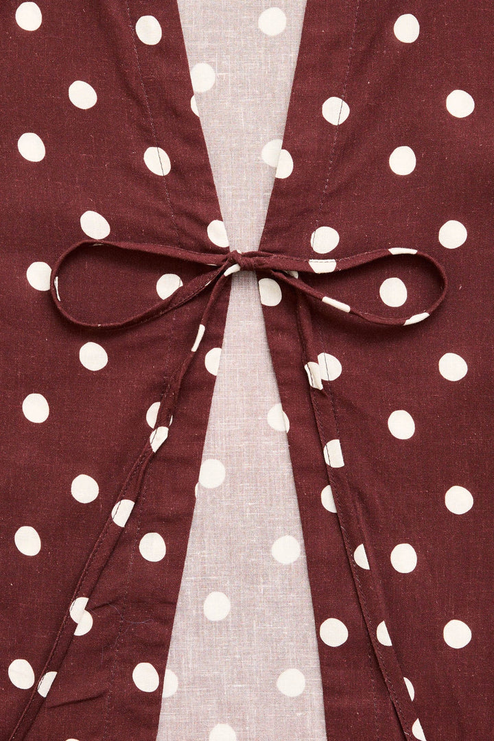 RHYTHM Polka Dot Tie-Front Long Sleeve Top-The Shop Laguna Beach