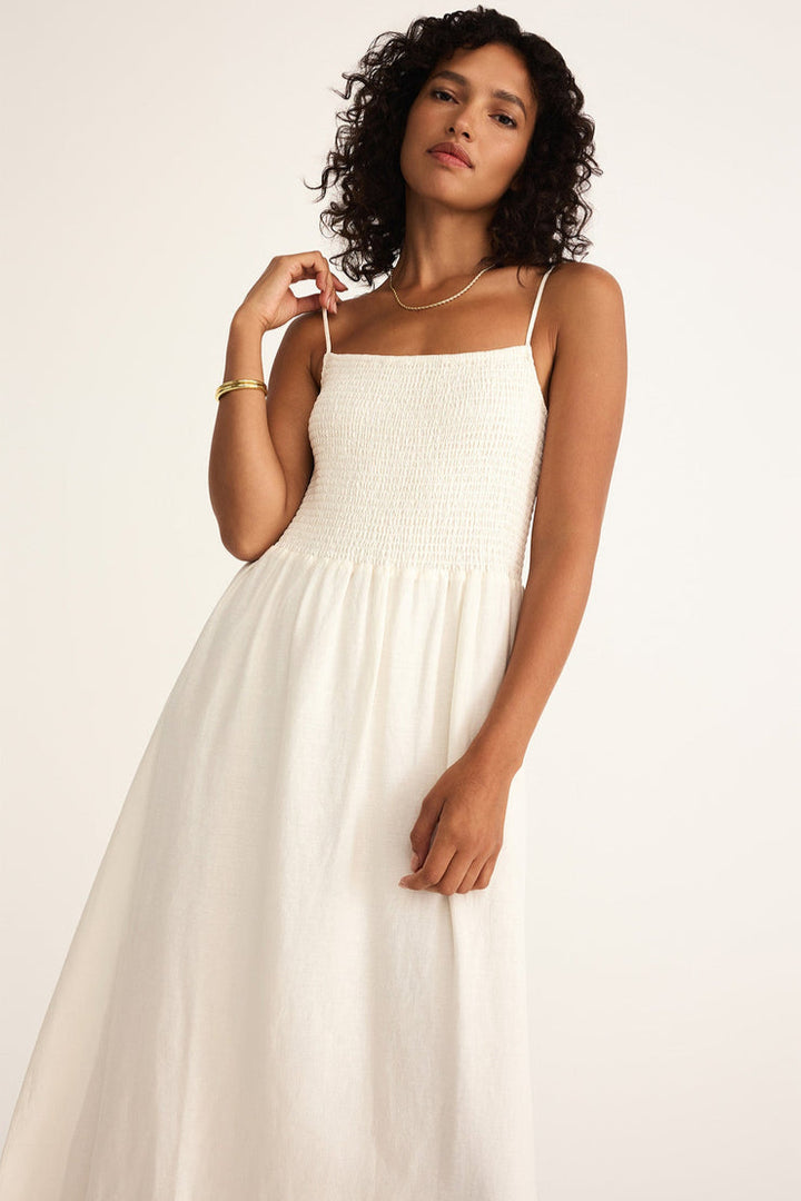 Z SUPPLY Bayside Smocked Linen Dress - More Colors Available-The Shop Laguna Beach