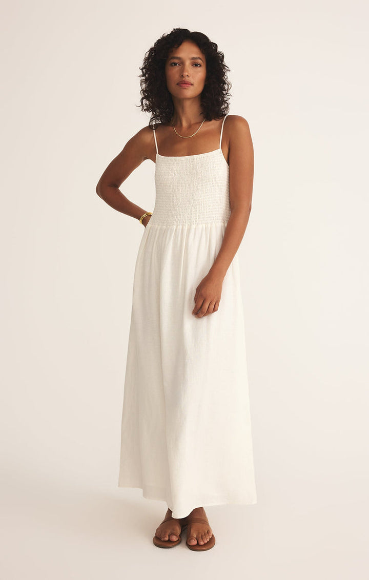 Z SUPPLY Bayside Smocked Linen Dress - More Colors Available-The Shop Laguna Beach