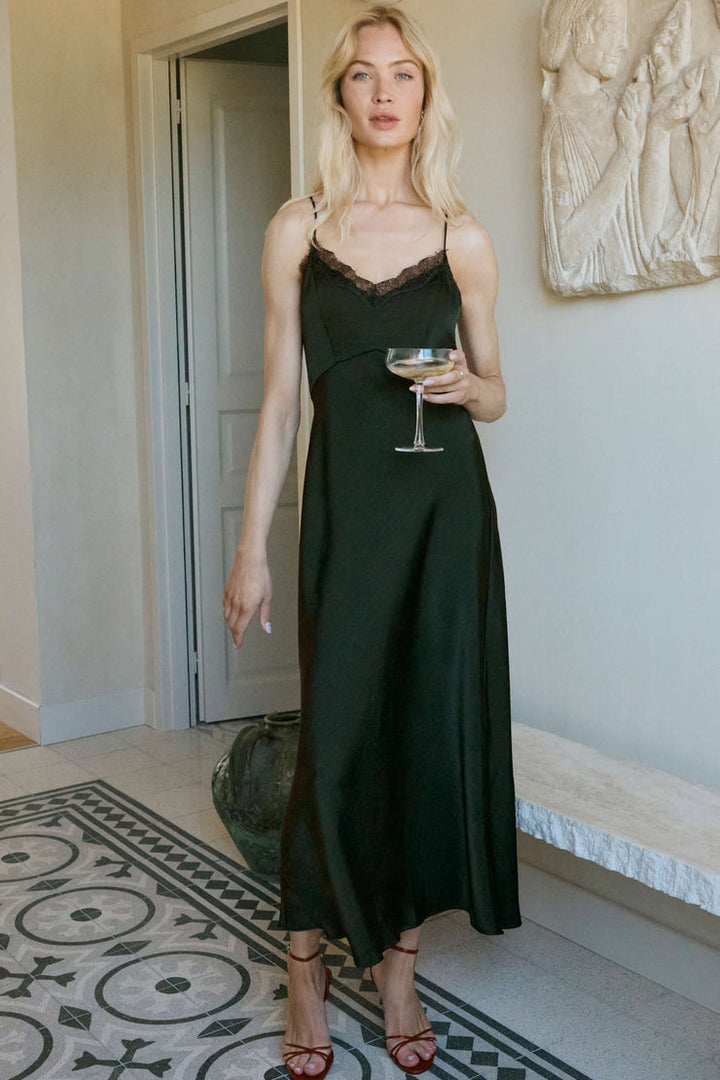 Z SUPPLY After Hours Luxe Satin Midi Dress-The Shop Laguna Beach