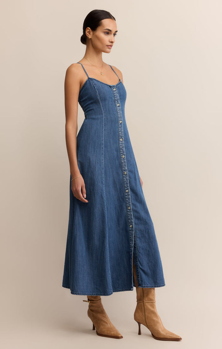 Z SUPPLY Angel Eyes Denim Midi Dress-The Shop Laguna Beach