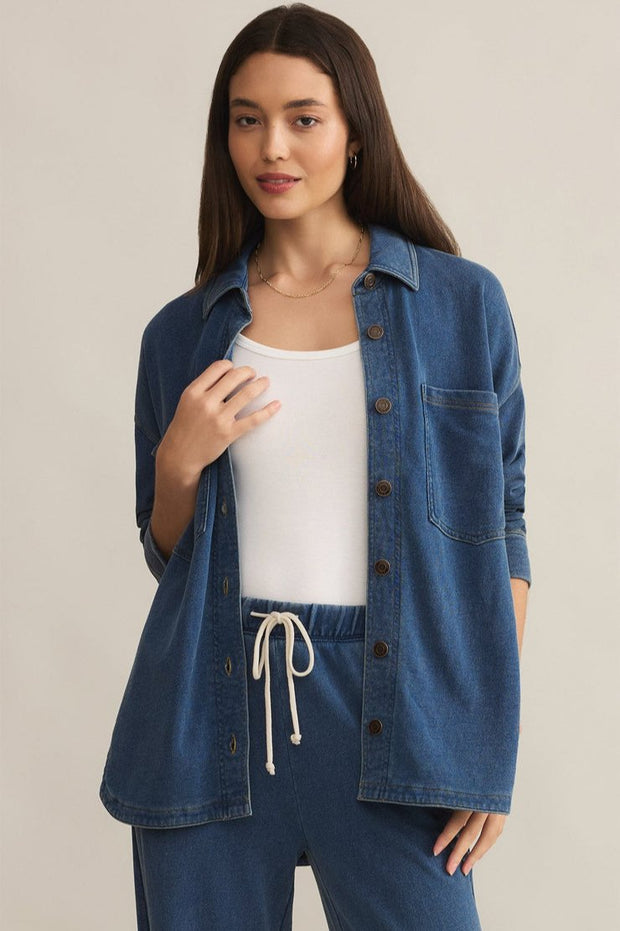 Z SUPPLY All Day Knit Denim Jacket-The Shop Laguna Beach