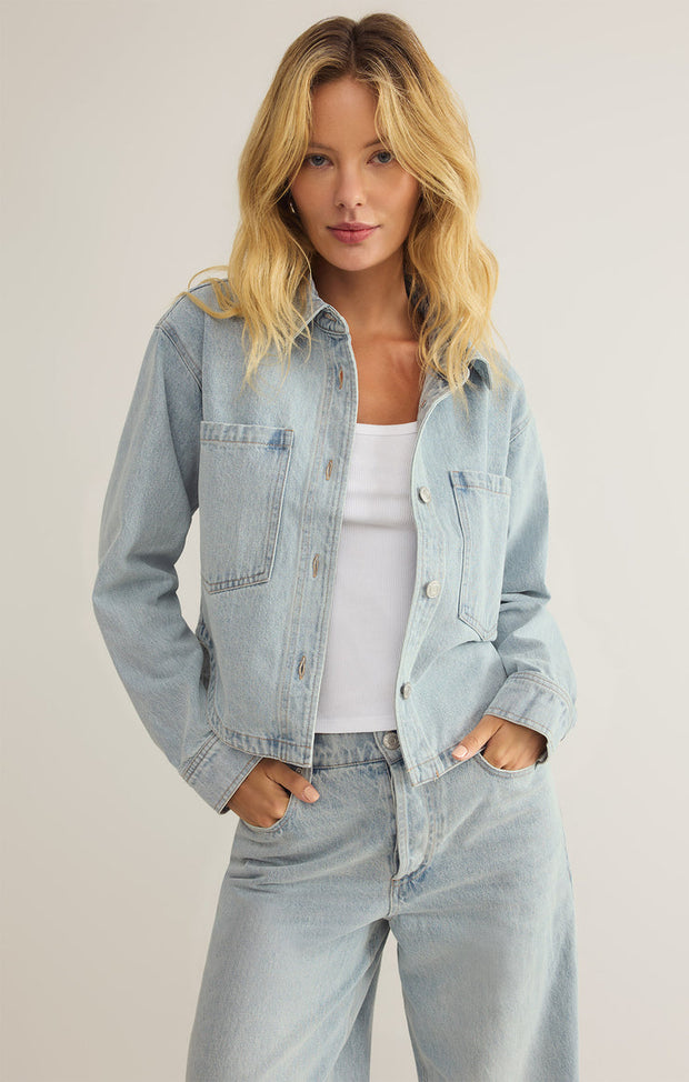 Z SUPPLY All Day Cropped Denim Jacket-The Shop Laguna Beach