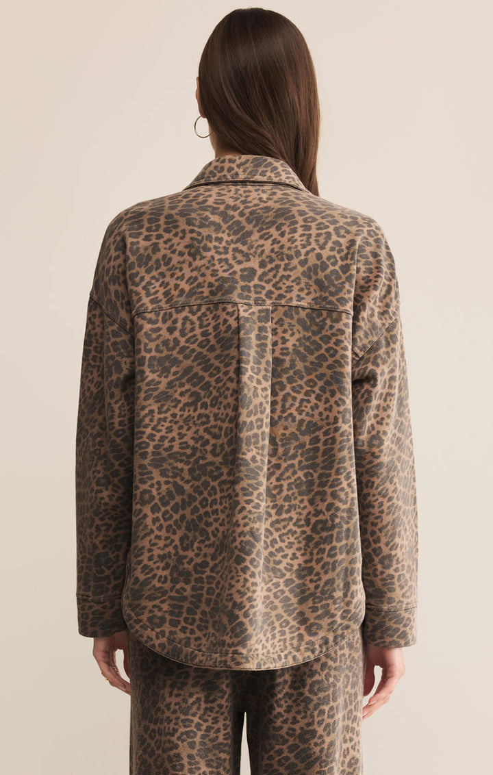 Z SUPPLY All Day Leopard Knit Shirt Jacket-The Shop Laguna Beach
