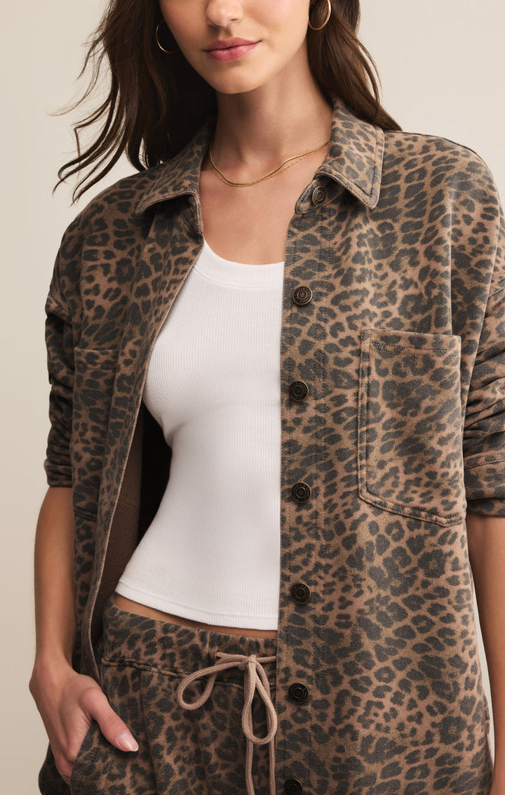 Z SUPPLY All Day Leopard Knit Shirt Jacket-The Shop Laguna Beach